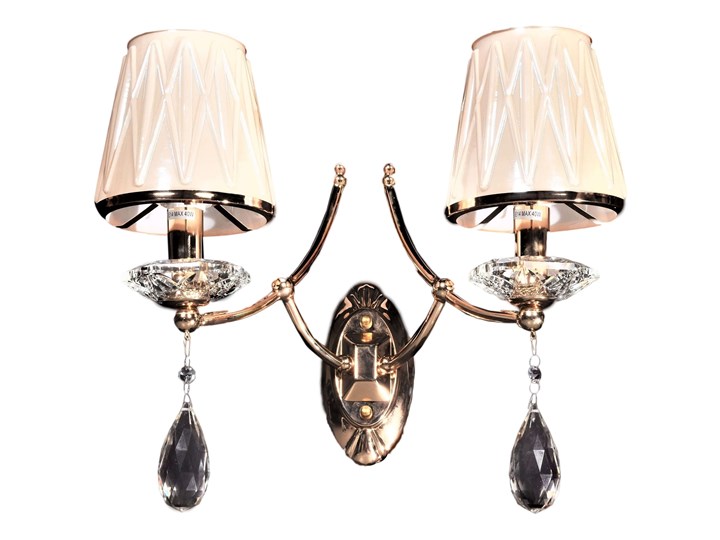 LAMPA ŚCIENNA KINKIET KRYSZTAŁOWY ZŁOTY DOMINNI W2 Metal Kinkiet z abażurem Kinkiet dekoracyjny Tworzywo sztuczne Kinkiet z kloszem Kategoria Lampy ścienne