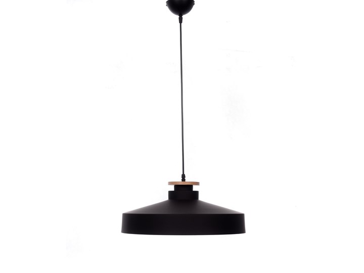 NOWOCZESNA LAMPA WISZĄCA CZARNA LUDOR Drewno Styl Skandynawski Metal Lampa z kloszem Kolor Czarny
