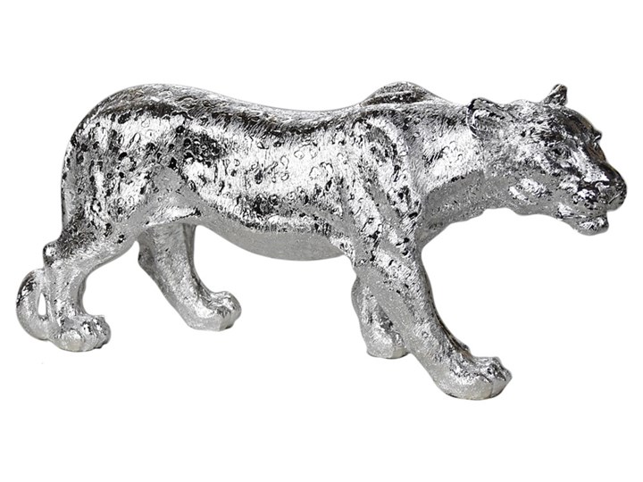 Srebrna figura lwicy 52 x 14 x 25 cm Zwierzęta Żywica Kolor Srebrny