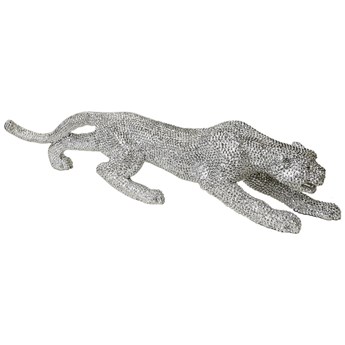 Srebrna "diamentowa" figura lamparta 98 x 17 x 22