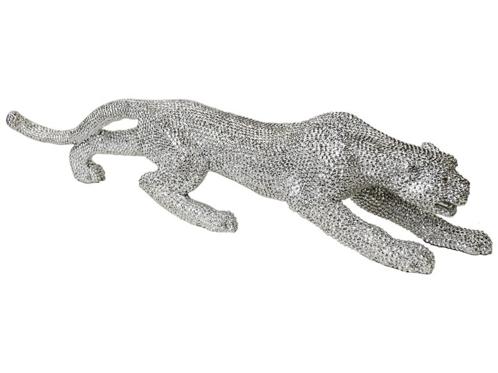 Srebrna "diamentowa" figura lamparta 98 x 17 x 22 Zwierzęta Żywica Kolor Srebrny