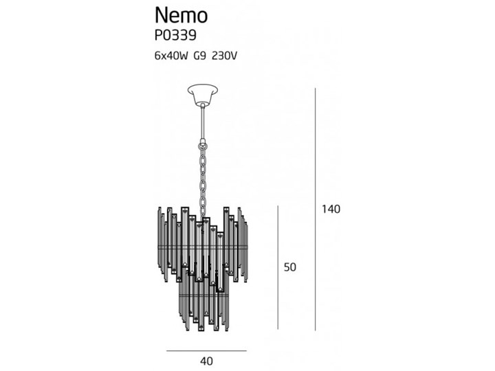 Lampa wisząca NEMO P0339 MaxLight P0339 Żyrandol Szkło Metal Kategoria Lampy wiszące