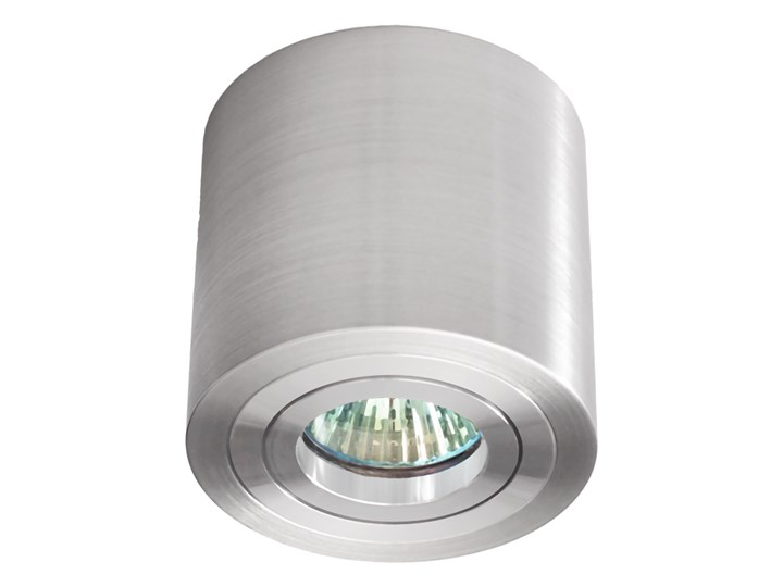 Sufitowa oprawa natynkowa, okrągła, tuba, aluminium szczotkowane aluminiowa Okrągłe Oprawa stropowa Oprawa halogenowa Kategoria Oprawy oświetleniowe