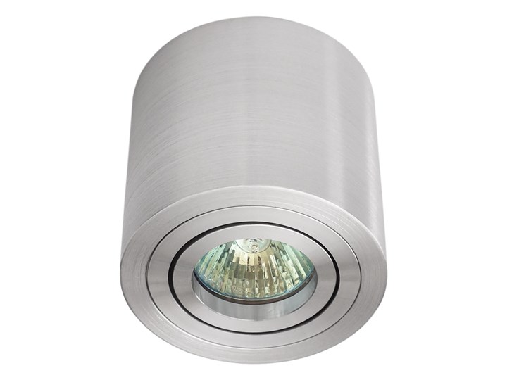 Sufitowa oprawa natynkowa, okrągła, tuba, aluminium szczotkowane aluminiowa Oprawa stropowa Okrągłe Oprawa halogenowa Kategoria Oprawy oświetleniowe