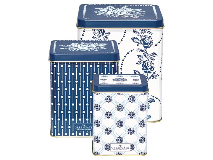 Zestaw puszek kuchennych Fleur Blue Green Gate, 3 szt.