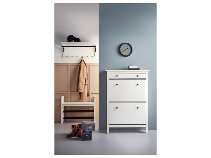 HEMNES Szafka na buty, 2 przegrody Płyta MDF Sosna Styl Klasyczny
