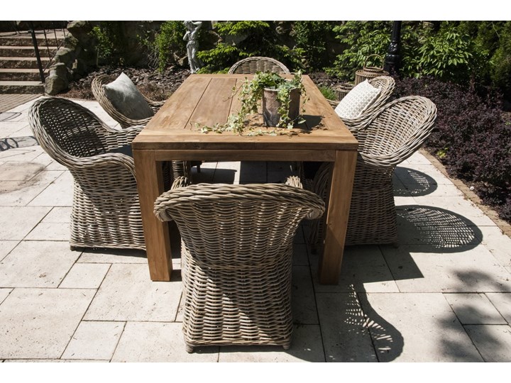 Meble ogrodowe NIMES IV Rattan Styl Minimalistyczny Stoły z krzesłami Aluminium Drewno Technorattan Kategoria Zestawy mebli ogrodowych