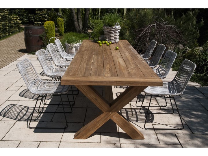 Meble ogrodowe LYON XI Aluminium Stoły z krzesłami Technorattan Drewno Rattan Styl Rustykalny