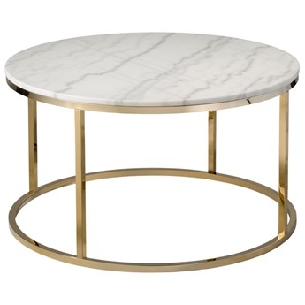 STOLIK KAWOWY RAMA METALOWA SHINE GOLD BLAT MARMUR " PORTO " 85 X 48 CM