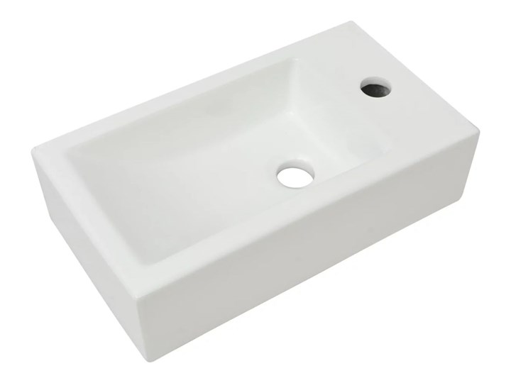 vidaXL Umywalka prostokątna z otworem na baterię 46x25,5x12 cm, biała Szerokość 46 cm Prostokątne Ceramika Kategoria Umywalki