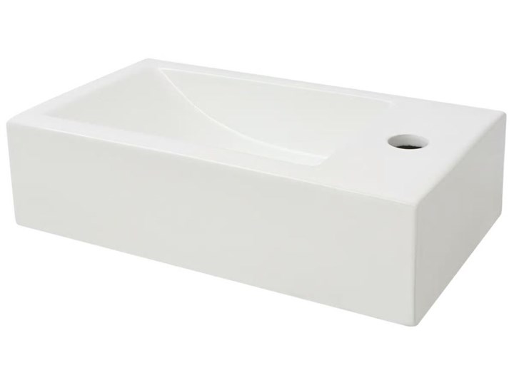 vidaXL Umywalka prostokątna z otworem na baterię 46x25,5x12 cm, biała Kolor Biały Ceramika Prostokątne Szerokość 46 cm Kategoria Umywalki