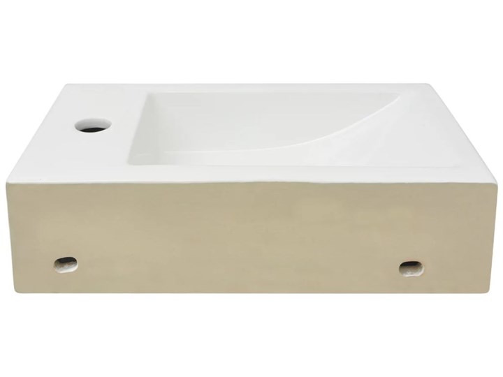 vidaXL Umywalka prostokątna z otworem na baterię 46x25,5x12 cm, biała Szkło Prostokątne Ceramika Kolor Biały Stal Szerokość 46 cm Nablatowe Kategoria Umywalki