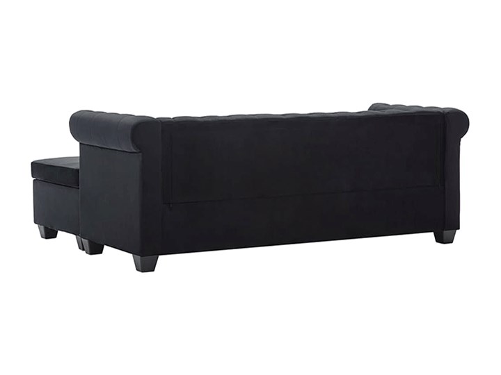 Aksamitny narożnik w stylu Chesterfield Charlotte 4Q - czarny Szerokość 142 cm Wysokość 72 cm Szerokość 165 cm Szerokość 199 cm Wysokość 42 cm Styl Klasyczny