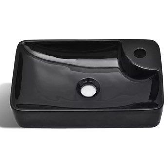 vidaXL Ceramiczna umywalka z otworem na kran, czarna