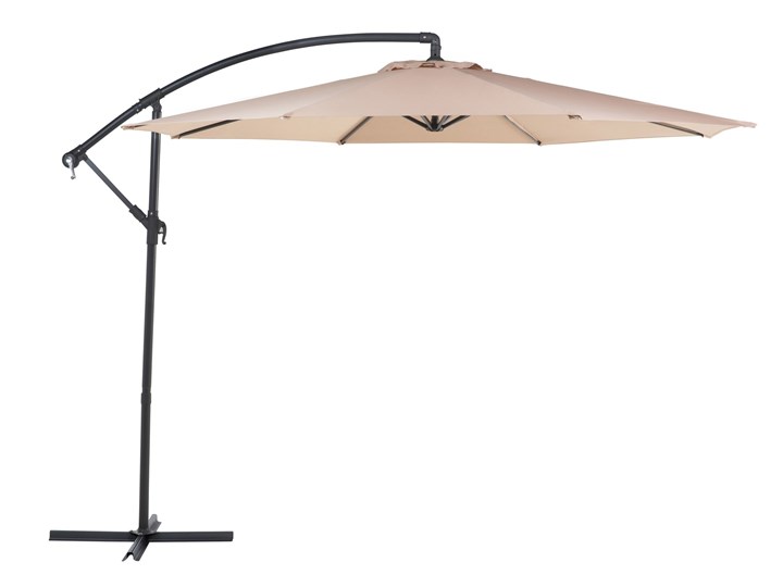 Parasol ogrodowy beżowy na wysięgniku Ø300 cm podwieszany ciemnoszara stalowa rama Parasole Kategoria Parasole ogrodowe