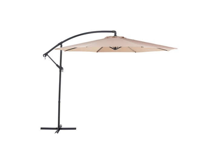Parasol ogrodowy beżowy na wysięgniku Ø300 cm podwieszany ciemnoszara stalowa rama Kategoria Parasole ogrodowe Parasole Położenie nogi Boczne