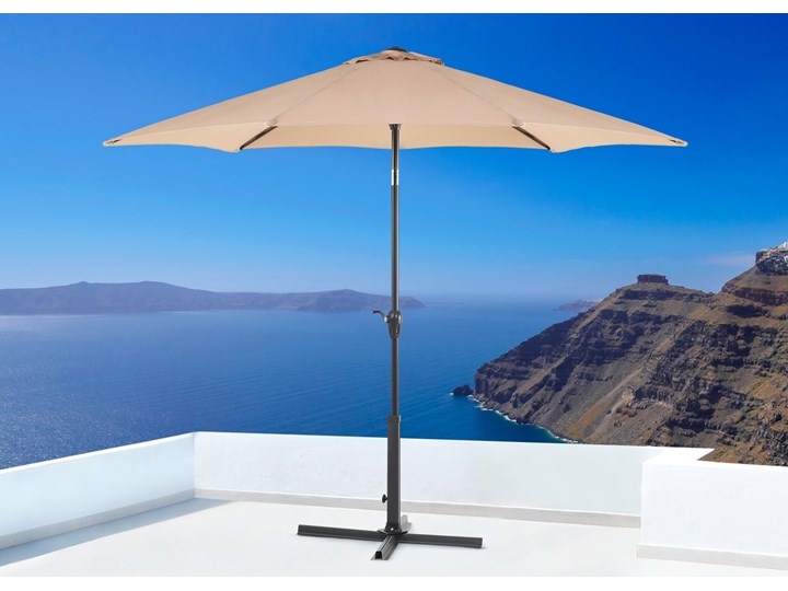Parasol ogrodowy brązowoszary składany 270 x 230 cm odchylany z korbą Parasole Kolor Brązowy