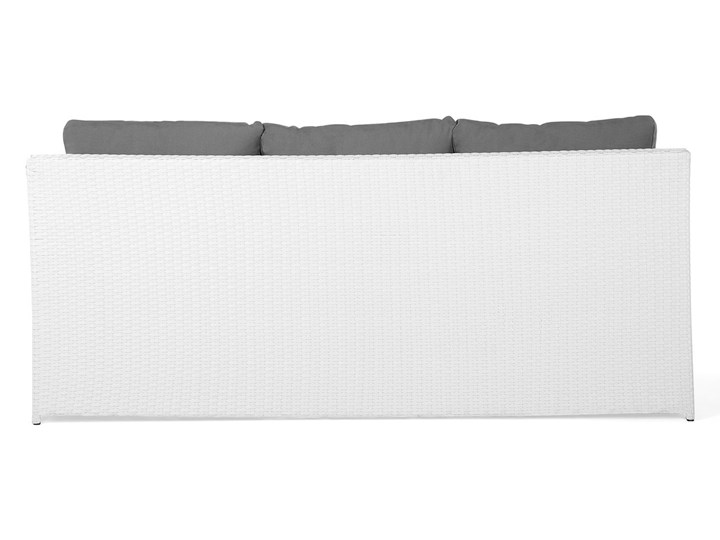 Zestaw mebli ogrodowych 5-osobowy biały rattan szare poduszki sofa 2 fotele pufa stolik Aluminium Technorattan Tworzywo sztuczne Zestawy wypoczynkowe Styl Nowoczesny