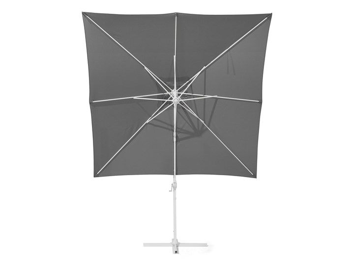 Parasol ogrodowy szary na wysięgniku 250 x 250 cm podwieszany biała aluminiowa rama Kategoria Parasole ogrodowe