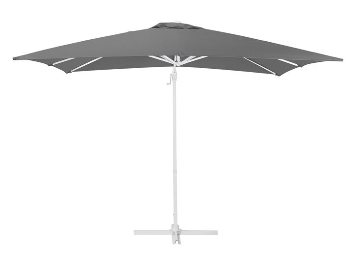 Parasol ogrodowy szary na wysięgniku 250 x 250 cm podwieszany biała aluminiowa rama Kategoria Parasole ogrodowe