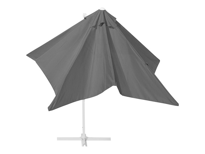 Parasol ogrodowy szary na wysięgniku 250 x 250 cm podwieszany biała aluminiowa rama Kategoria Parasole ogrodowe Kolor Biały