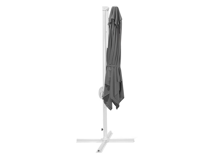 Parasol ogrodowy szary na wysięgniku 250 x 250 cm podwieszany biała aluminiowa rama Kategoria Parasole ogrodowe