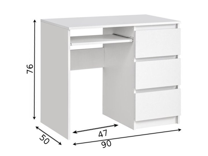 Biurko Heini Biały Mat Biurko komputerowe Szerokość 95 cm Szerokość 90 cm Głębokość 50 cm Głębokość 51 cm Stal Drewno Kategoria Biurka