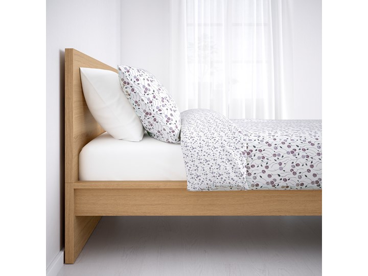 IKEA MALM Rama łóżka, wysoka, Okleina dębowa bejcowana na biało, 90x200 cm Drewno Płyta MDF Kategoria Łóżka dla dzieci