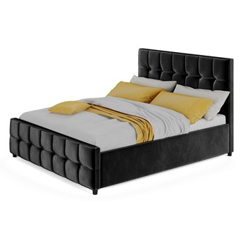 ŁÓŻKO Z MATERACEM TAPICEROWANE 180X200 SFG015P CZARNY WELUR