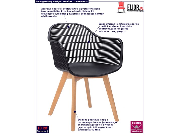 Krzesło patyczak z oparciem Cesta - czerń i jesion Kategoria Krzesła kuchenne Styl Industrialny