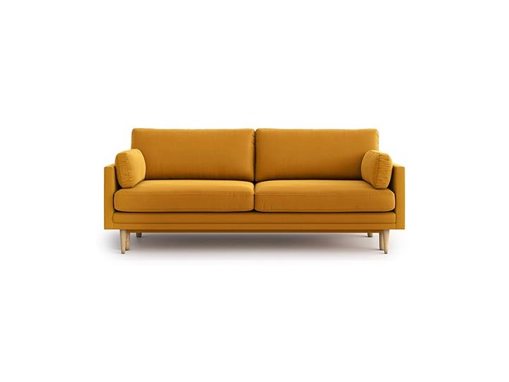 Sofa Emilly z funkcją spania, Golden Velvet Głębokość 95 cm Szerokość 210 cm Stała konstrukcja Powierzchnia spania 140x195 cm