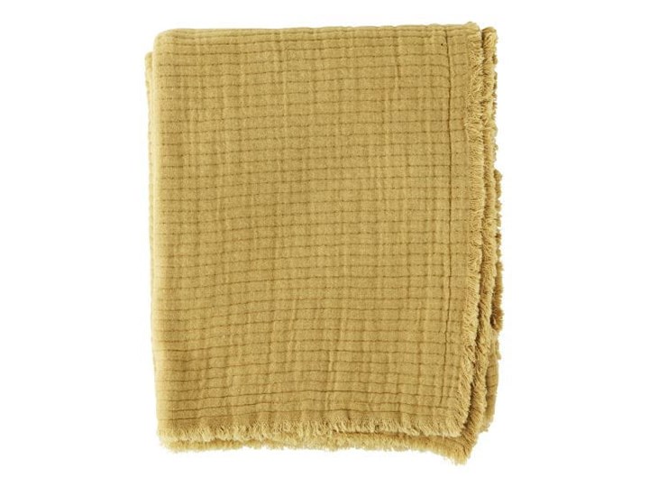 PLED BOHO Z FRĘDZLAMI MADAM STOLTZ Bawełna Koc 125x150 cm Wzór W kratkę