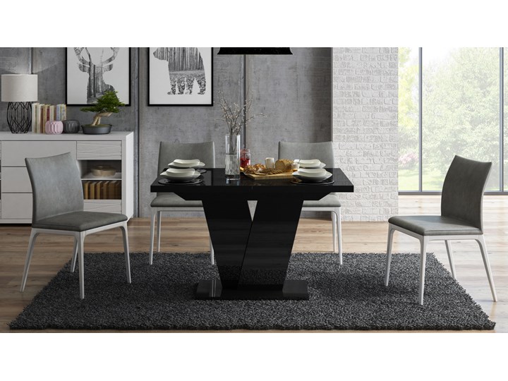 Czarny stół rozkładany na jednej nodze Niko w wysokim połysku Rozkładanie Rozkładane Pomieszczenie Stoły do jadalni