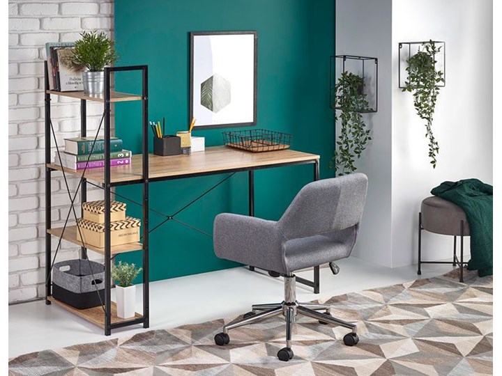 Loftowe biurko Lusso 2X - dąb sonoma Płyta MDF Drewno Biurko z nadstawką Stal Głębokość 64 cm Szerokość 64 cm Styl Nowoczesny