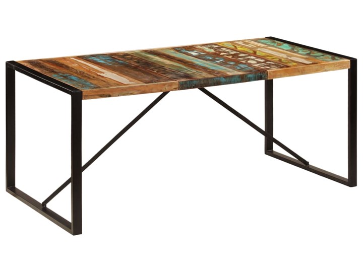 Wielokolorowy stół drewniany 90x180 – Veriz 4X Wysokość 75 cm Stal Wysokość 76 cm Drewno Wysokość 90 cm Styl Vintage