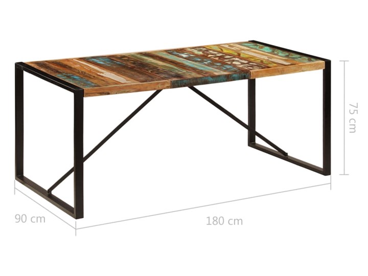 Wielokolorowy stół drewniany 90x180 – Veriz 4X Wysokość 76 cm Stal Drewno Wysokość 90 cm Wysokość 75 cm Średnica