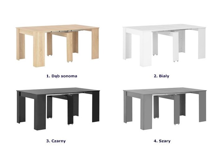 Stół rozkładany Bares – czarny Płyta MDF Wysokość 75 cm Długość 90 cm Kształt blatu Prostokątny Szerokość 90 cm Stal Długość 175 cm Styl Minimalistyczny
