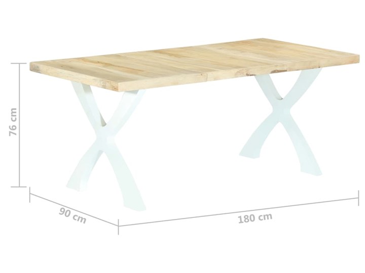 Industrialny stół z mango Lenis – jasny brąz i biały Długość 90 cm Styl Vintage Szerokość 90 cm Drewno Długość 180 cm Wysokość 76 cm Pomieszczenie Stoły do jadalni