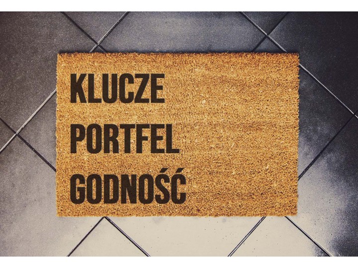 "Portfel Klucze Godność" zabawna wycieraczka kokosowa Kolor Beżowy Włókno kokosowe Kategoria Wycieraczki