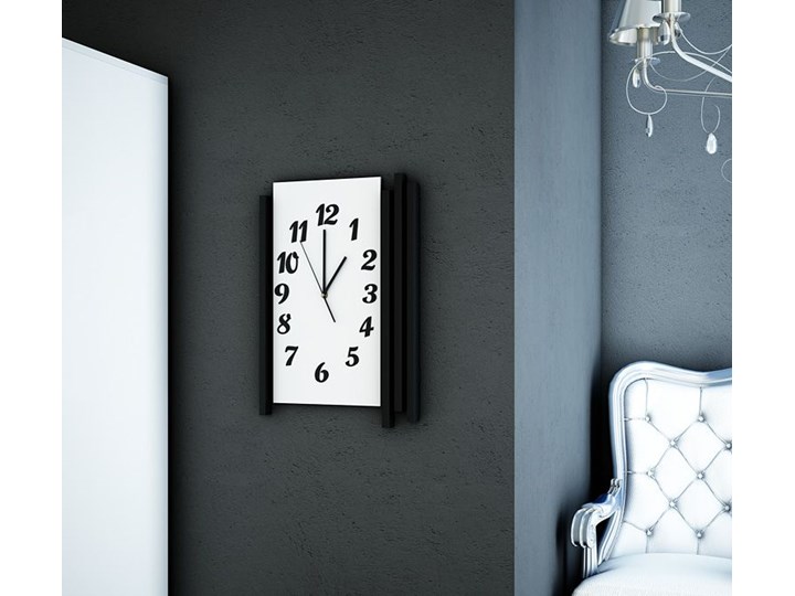 Zegar ścienny nowoczesny Tempo - biały Drewno Prostokątny Kategoria Zegary