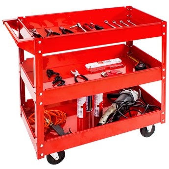 3-poziomowy wózek warsztatowy narzędziowy - czerwony