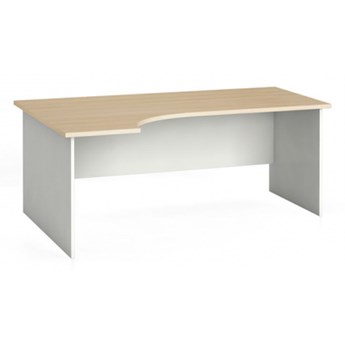Stół biurowy ergonomiczny 180 x 120 cm, biały/dąb naturalny, lewy