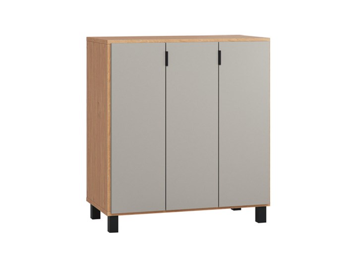 Komoda z drzwiami Płyta MDF Z szafkami Szerokość 90 cm Wysokość 91 cm Głębokość 45 cm Drewno Kolor Szary