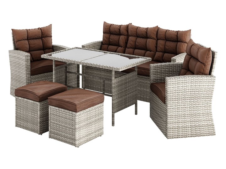 MEBLE OGRODOWE DLA 7 OSÓB RATTAN 1090 JASNY POPIEL ( MOULD )