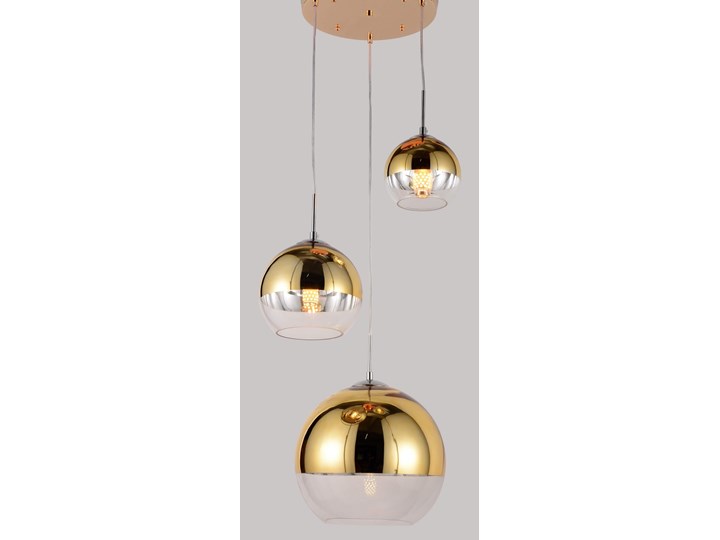 NOWOCZESNA LAMPA WISZĄCA ZŁOTA VERONI TRIO Metal Szkło Styl Nowoczesny Lampa z abażurem Lampa z kloszem Ilość źródeł światła 3 źródła