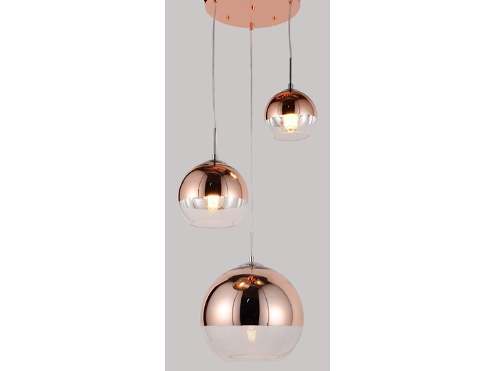 NOWOCZESNA LAMPA WISZĄCA RÓŻOWE ZŁOTO VERONI TRIO Lampa z kloszem Lampa z abażurem Szkło Ilość źródeł światła 3 źródła Metal Kolor Złoty