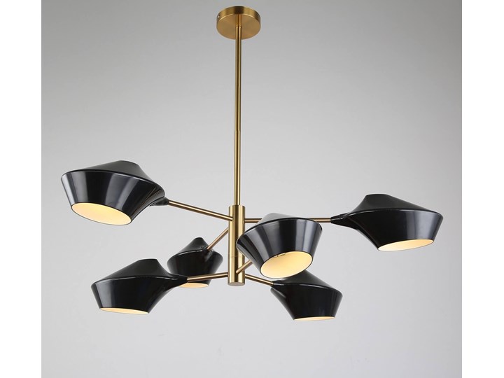 NOWOCZESNA LAMPA WISZĄCA CZARNA ROMINA W6 Kategoria Lampy wiszące Metal Lampa z kloszem Lampa z abażurem Mosiądz Kolor Złoty