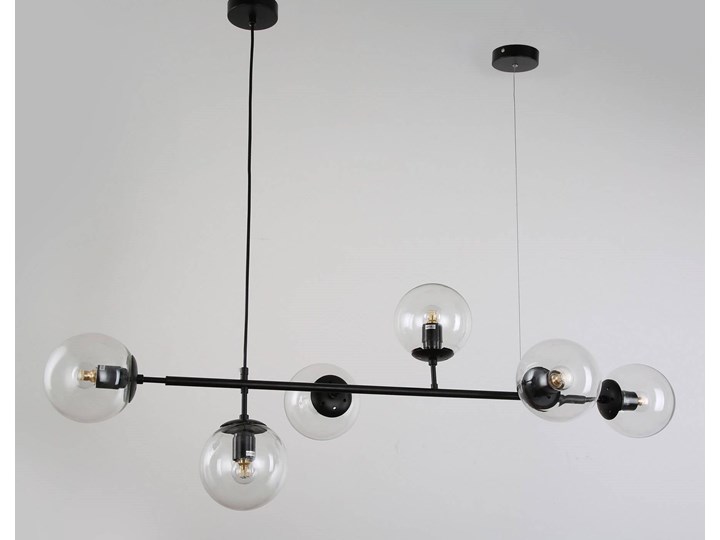 NOWOCZESNA LAMPA WISZĄCA CZARNA CEREDO W6 Metal Lampa z kloszem Szkło Styl Industrialny