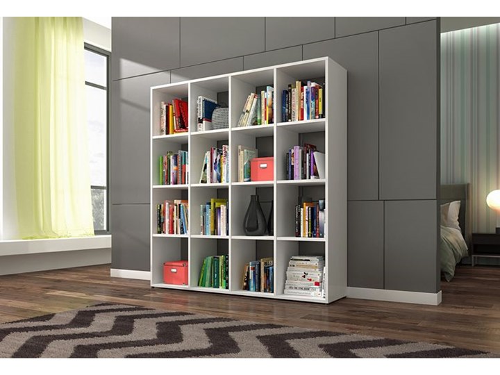 Biblioteczka regał Maleo 3X - biały Pomieszczenie Salon Wysokość 145 cm Biblioteka Na książki Szerokość 137 cm Kategoria Witryny