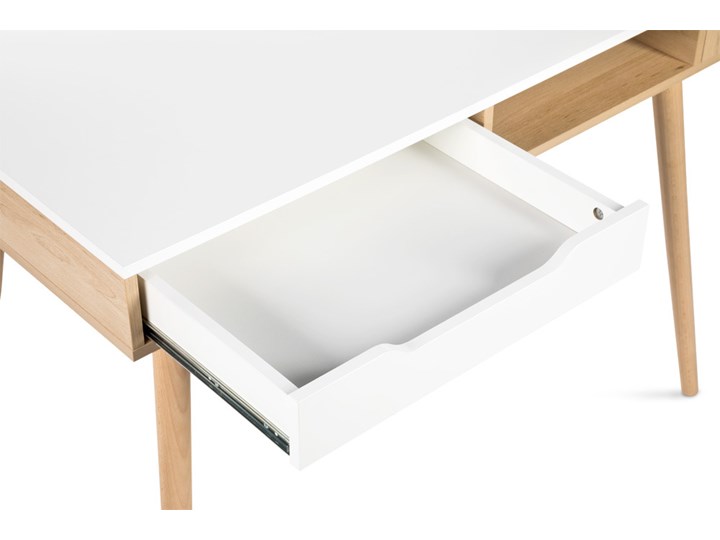 Skandynawskie biurko młodzieżowe Sofie z pojemnikami na przybory Drewno Biurko z nadstawką Głębokość 55 cm Biurko tradycyjne Szerokość 110 cm Pomieszczenie Pokój nastolatka Pomieszczenie Pokój przedszkolaka